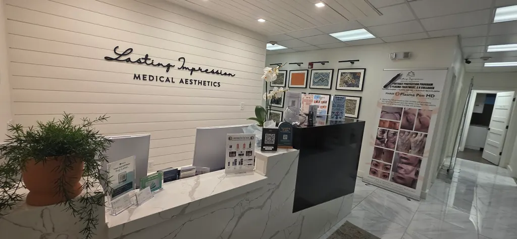 The front desk and reception area at Lasting Impression Medical in Fair Lawn